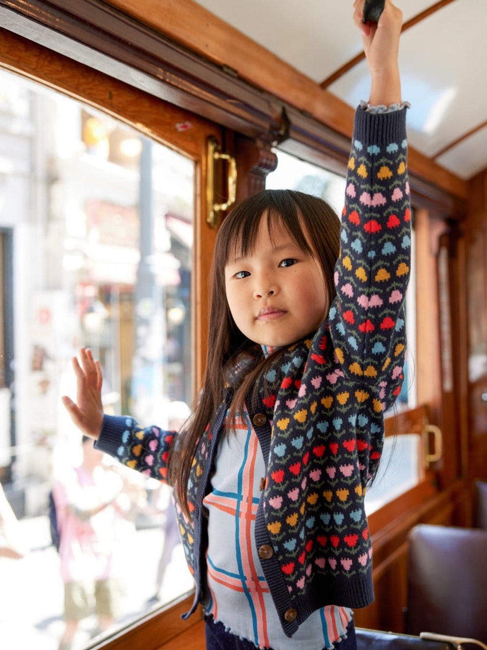 TEA Collection Turkish Collection Iconic Cardigan in Navy Blue/Multi Tulip Print
